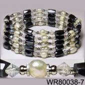 36inch Clear Crystal Glass, Freshwater Pearl Magnetic Wrap Bracelet Necklace All in One Set